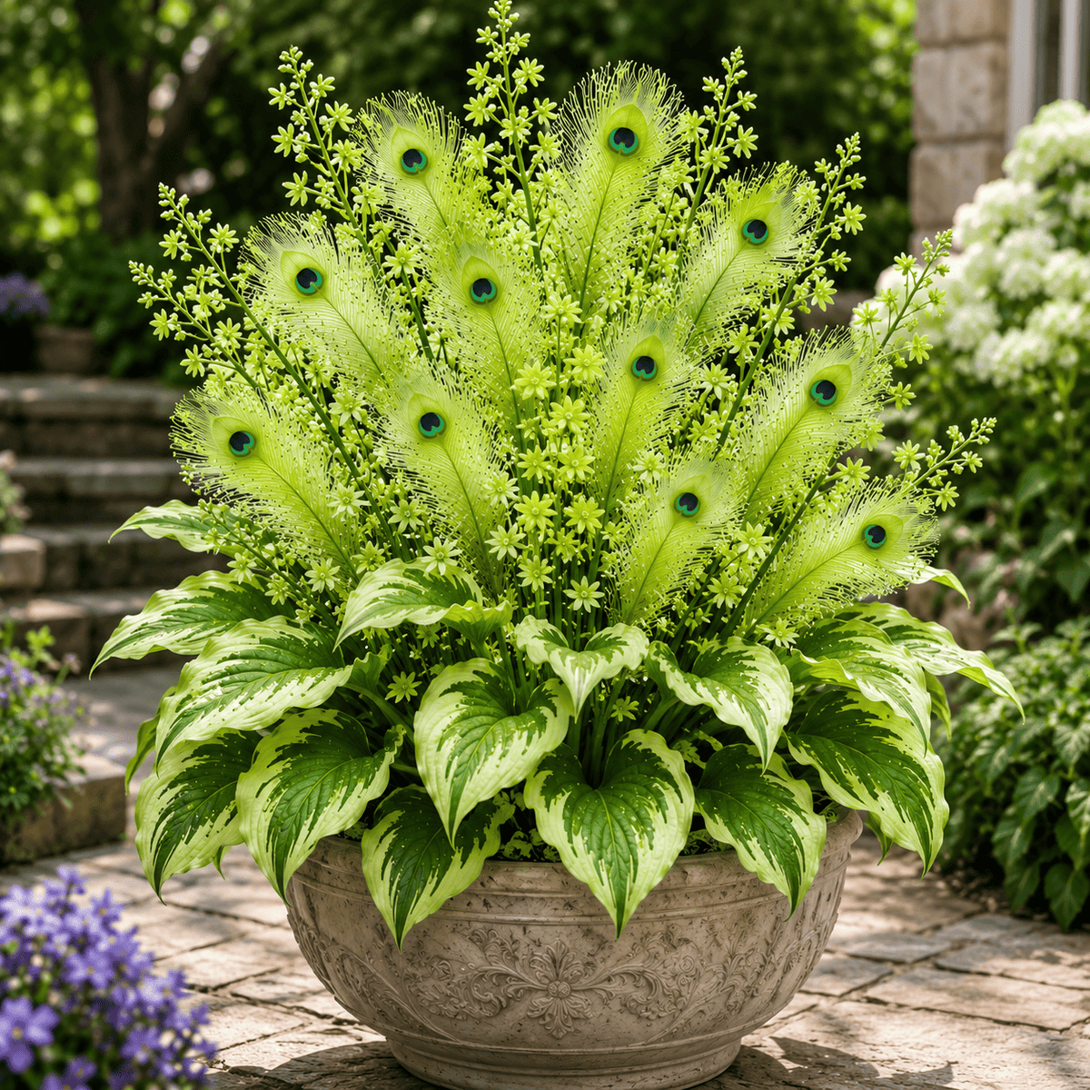 🌿🔥 Peacock Flame Hosta Bulbs – Vibrant Multicolor Foliage for Gardens, Patios & Planters 🦚