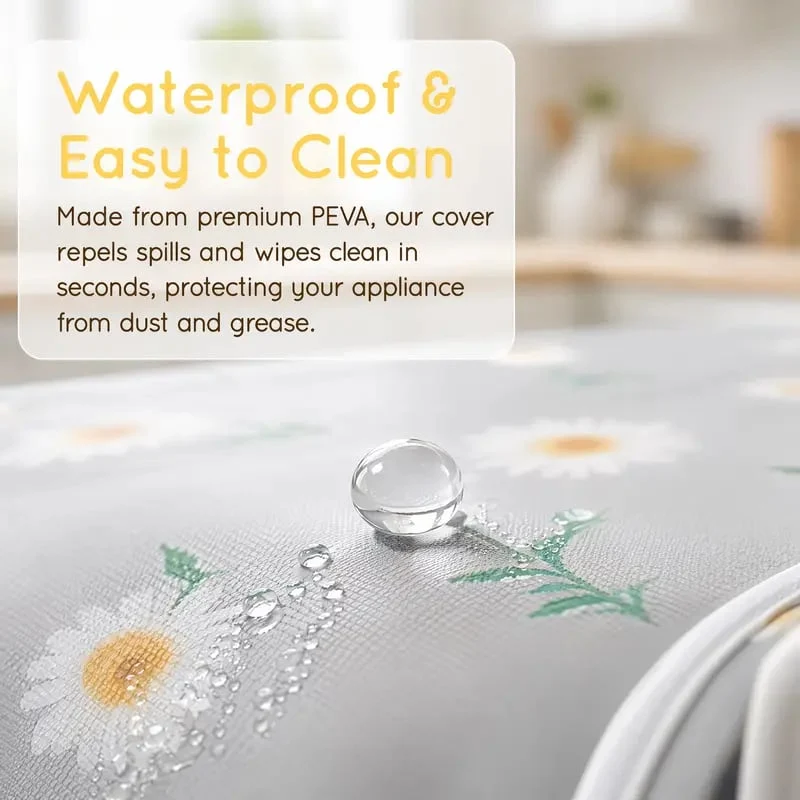 Daisy Print Refrigerator Dust Cover With StoragePockets