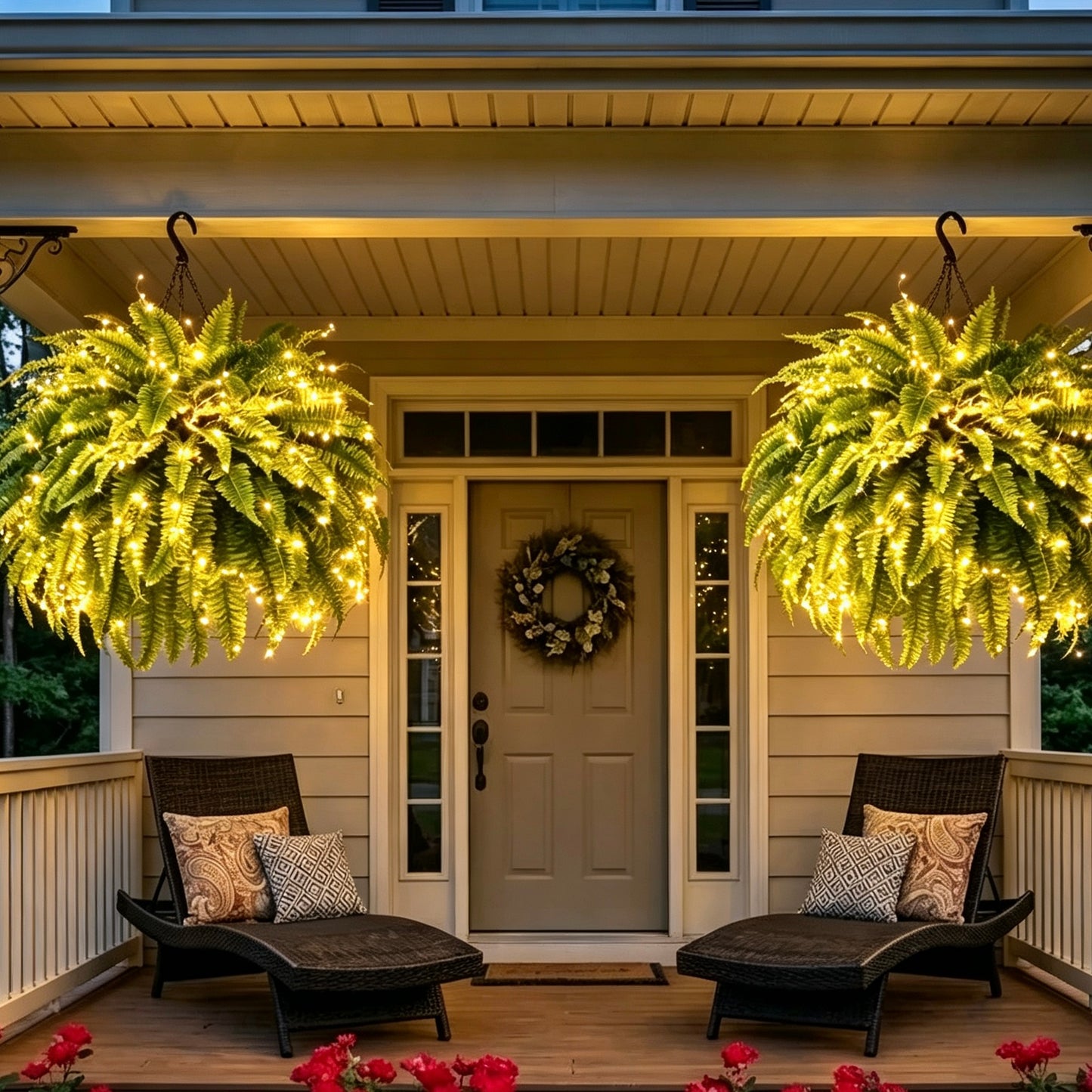 💛Glowing Boston Ferns with Lights – 🌿 Zero Watering, Zero Maintenance