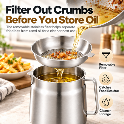 🔥Best Sale🔥-🍟 3-in-1 Stainless Steel Deep Fryer Pot with Oil Filter & Fry Basket