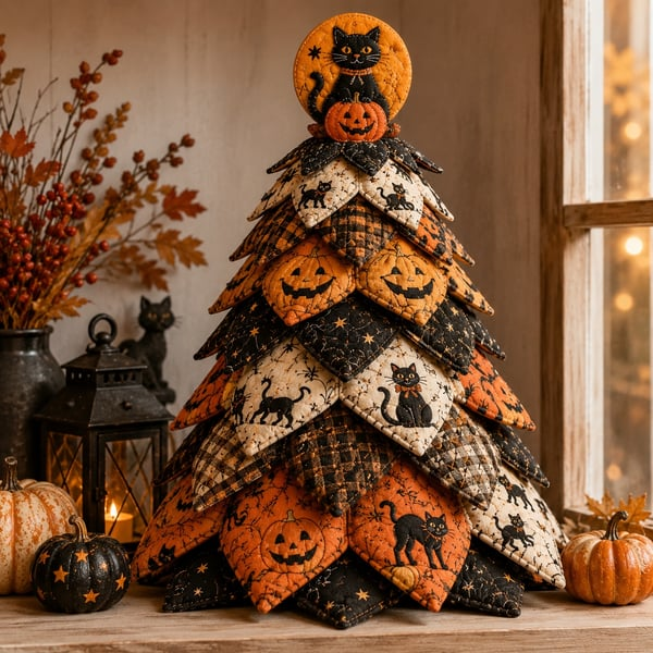 🔥Halloween Early Bird Sale🎃DIY Halloween Quilted Fabric Tree Kit