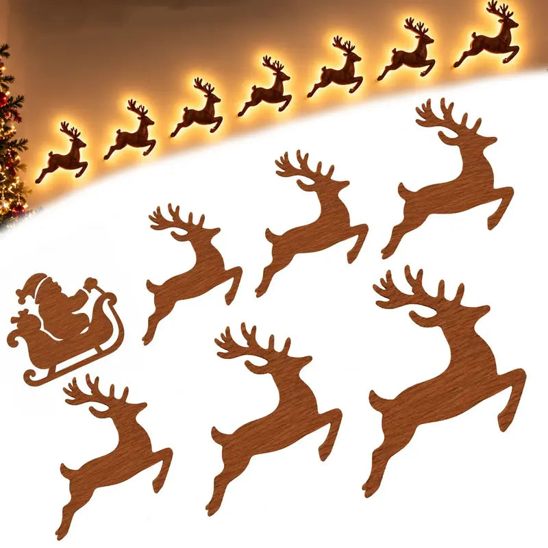 LIMITED-TIME 50% OFF — SHOP NOW! 🔥7Pcs Led Reindeer Wall Decorations, 3d Antler Glow Wall Decor For Christmas,3D Light-Up Wooden Reindeer Christmas Wall Decor Lights