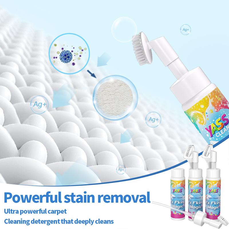 💖HOT SALE BUY 2 GET 1 FREE!!💖Clean Magic Foam Cleaner for Carpets & Upholstery – Pet Stain & Odour Remover with Cleaning Brush🧼🪄