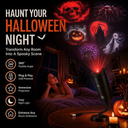 🎃 Plug-&-Play HD Halloween Projector – 10-Disc Spooky Projection Set