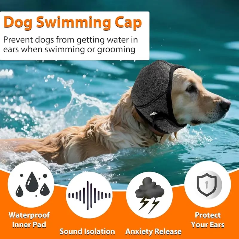 Dog Calming Ear Wraps 🐶 – Noise Cancelling & Waterproof Ear Cover for Anxiety Relief, Fireworks & Bath Protection 💧