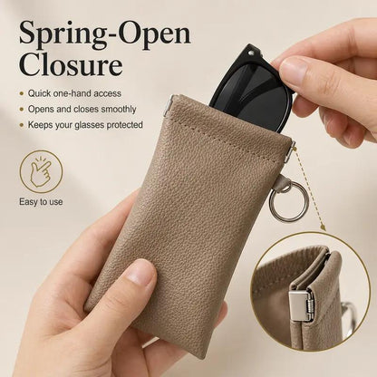 🔥HOT SALE✨ Soft PU Leather Sunglasses Pouch Elastic Opening Eyeglasses Bag