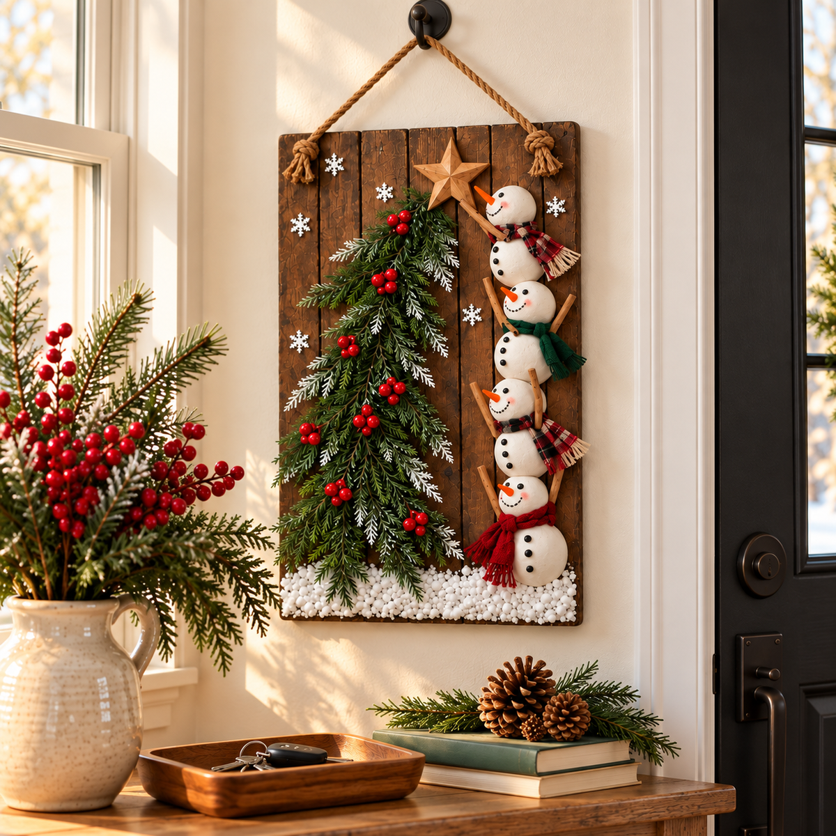 Lighted Snowman Christmas Hanging Sign