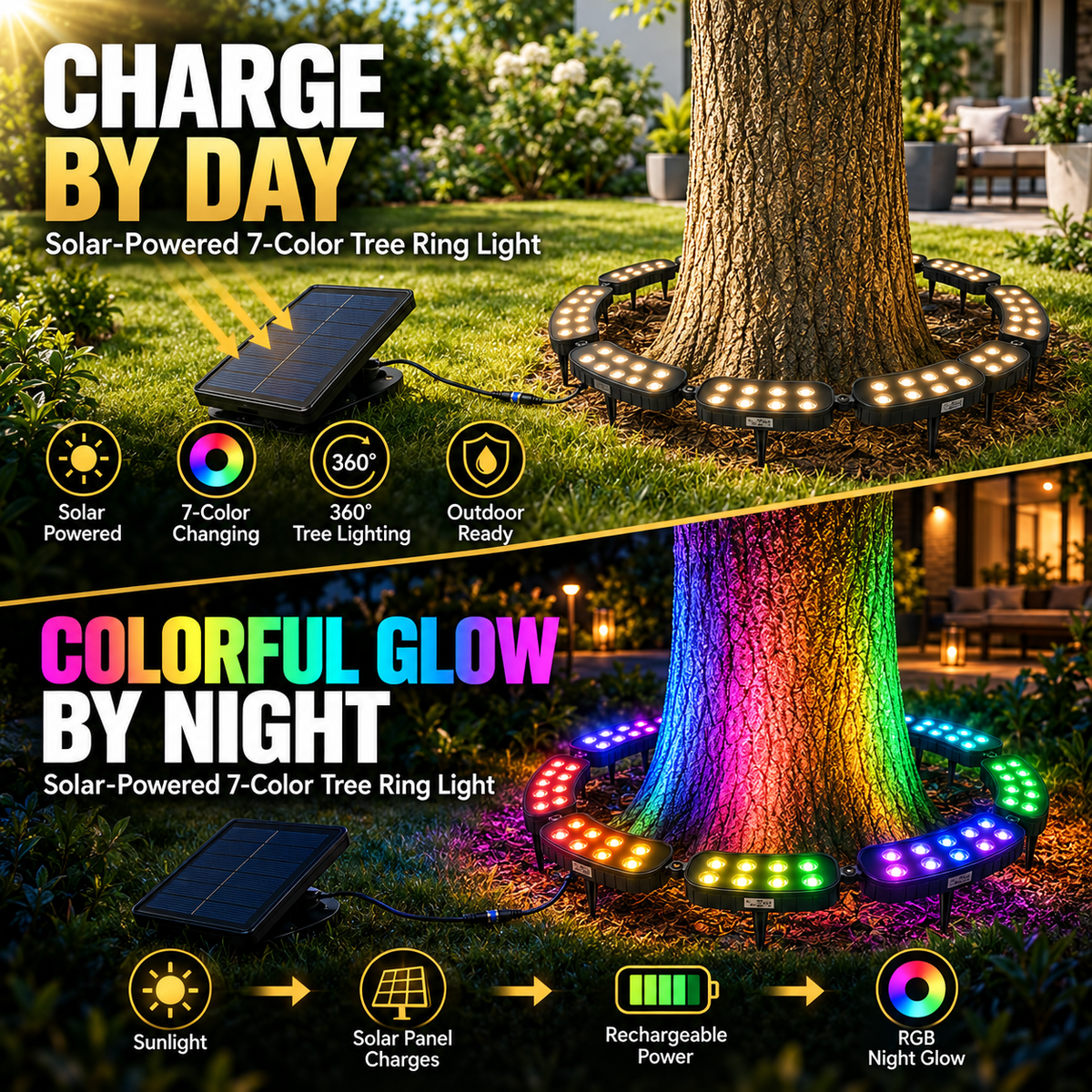🔥Hot Sale- 🏳️‍🌈 One Tree. Endless Colors. – Solar RGB Landscape Ring Light