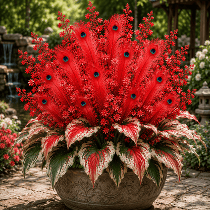 🌿🔥 Peacock Flame Hosta Bulbs – Vibrant Multicolor Foliage for Gardens, Patios & Planters 🦚