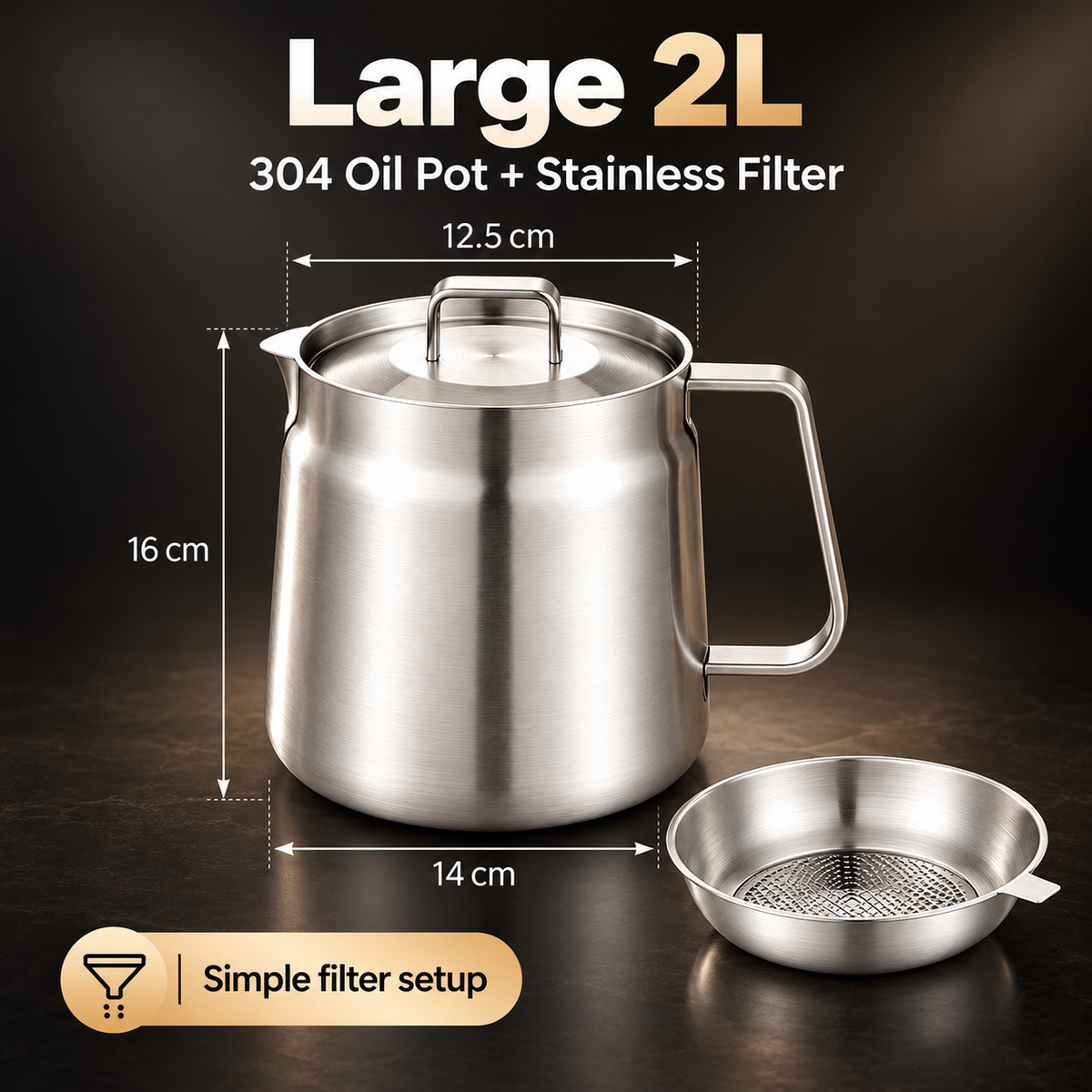 🔥Best Sale🔥-🍟 3-in-1 Stainless Steel Deep Fryer Pot with Oil Filter & Fry Basket