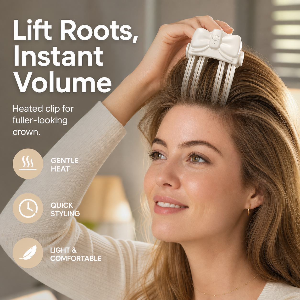 📢49% OFF !! ⏰Wireless Heated Volumizing Root Lift Clip - Salon Crown Volume Styling Tool for Fine Flat Hair