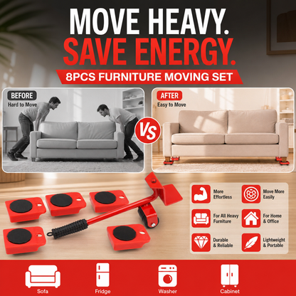 🛋️ Clearance 50% Off ✨ Furniture Moving System — Lift & Slide, 360° Rotation 🏠