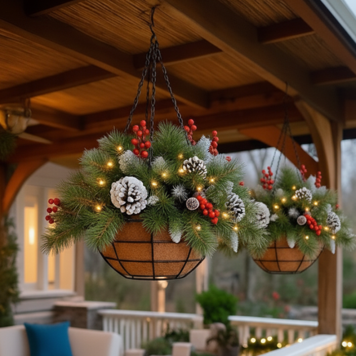 🎄🪴Christmas Hot Sale🔥Pre-Lit Artificial Christmas Hanging Basket