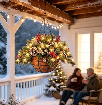 🎄Christmas Promotion 50% OFF🔥Pre-Lit Artificial Christmas Hanging Basket
