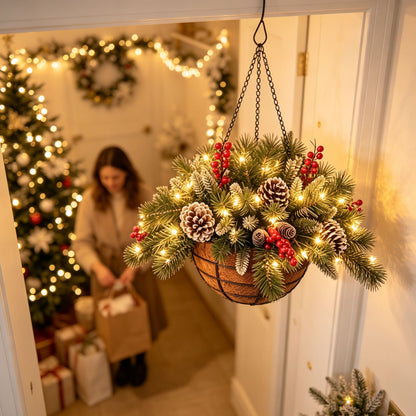 🎄Christmas Promotion 50% OFF🔥Pre-Lit Artificial Christmas Hanging Basket