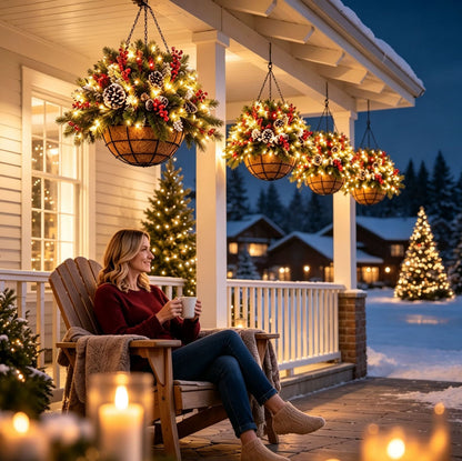 🎄Christmas Promotion 50% OFF🔥Pre-Lit Artificial Christmas Hanging Basket