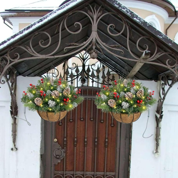 🎄🪴Christmas Hot Sale🔥Pre-Lit Artificial Christmas Hanging Basket