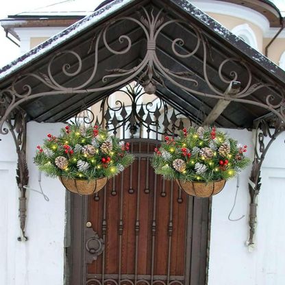 🎄🪴Christmas Hot Sale🔥Pre-Lit Artificial Christmas Hanging Basket