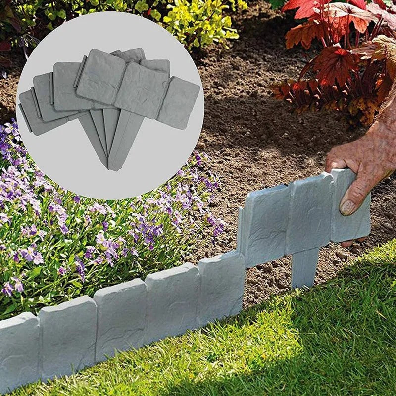 Interlocking border sections following a curved lawn edge