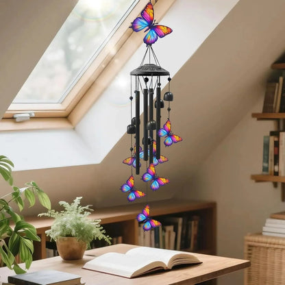 Vintage Colorful Hummingbird Wind Chime with Metal Tubes and Bells
