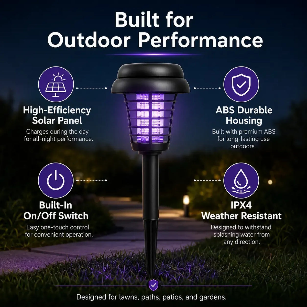 Solar-Powered Mosquito Killer Lamp-Outdoor Solar LED Mosquito Killer Garden Lamp