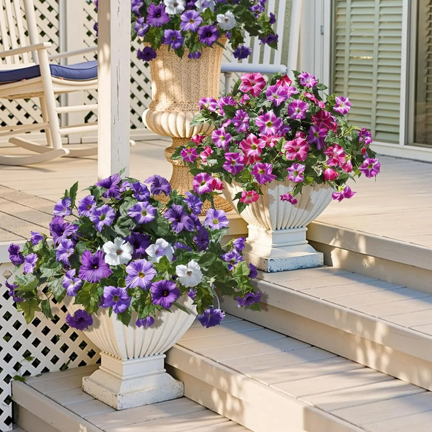 Spring Faux Petunias Silk Flower UV Resistant No Fade Floral