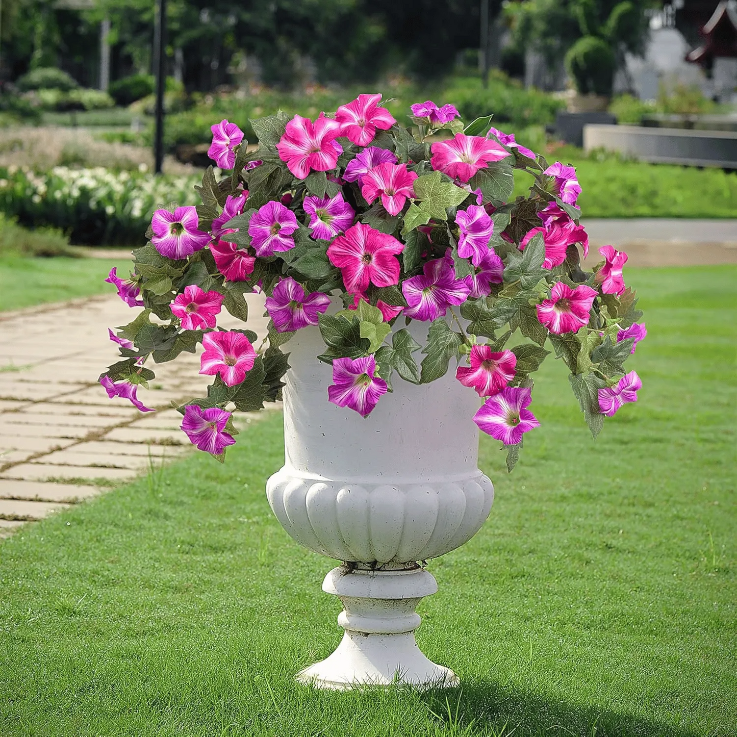 Spring Faux Petunias Silk Flower UV Resistant No Fade Floral