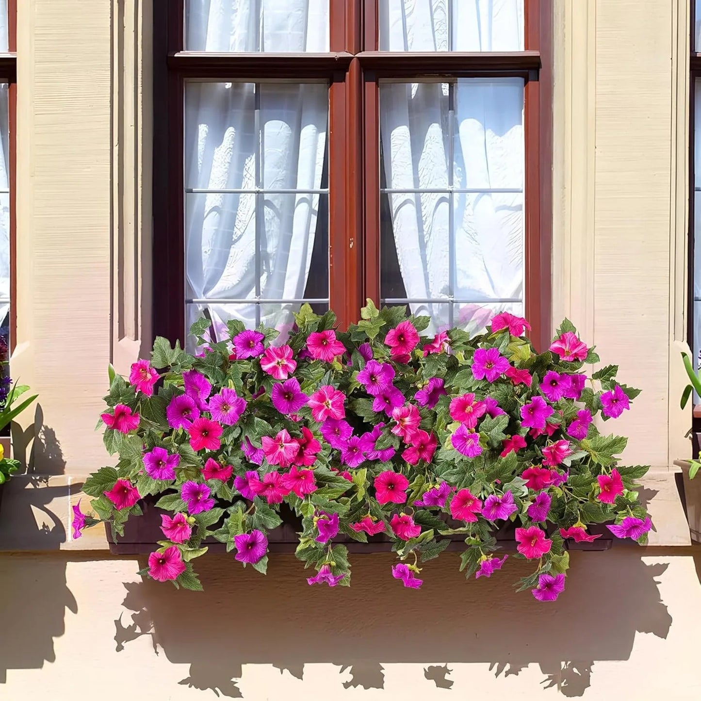 Spring Faux Petunias Silk Flower UV Resistant No Fade Floral