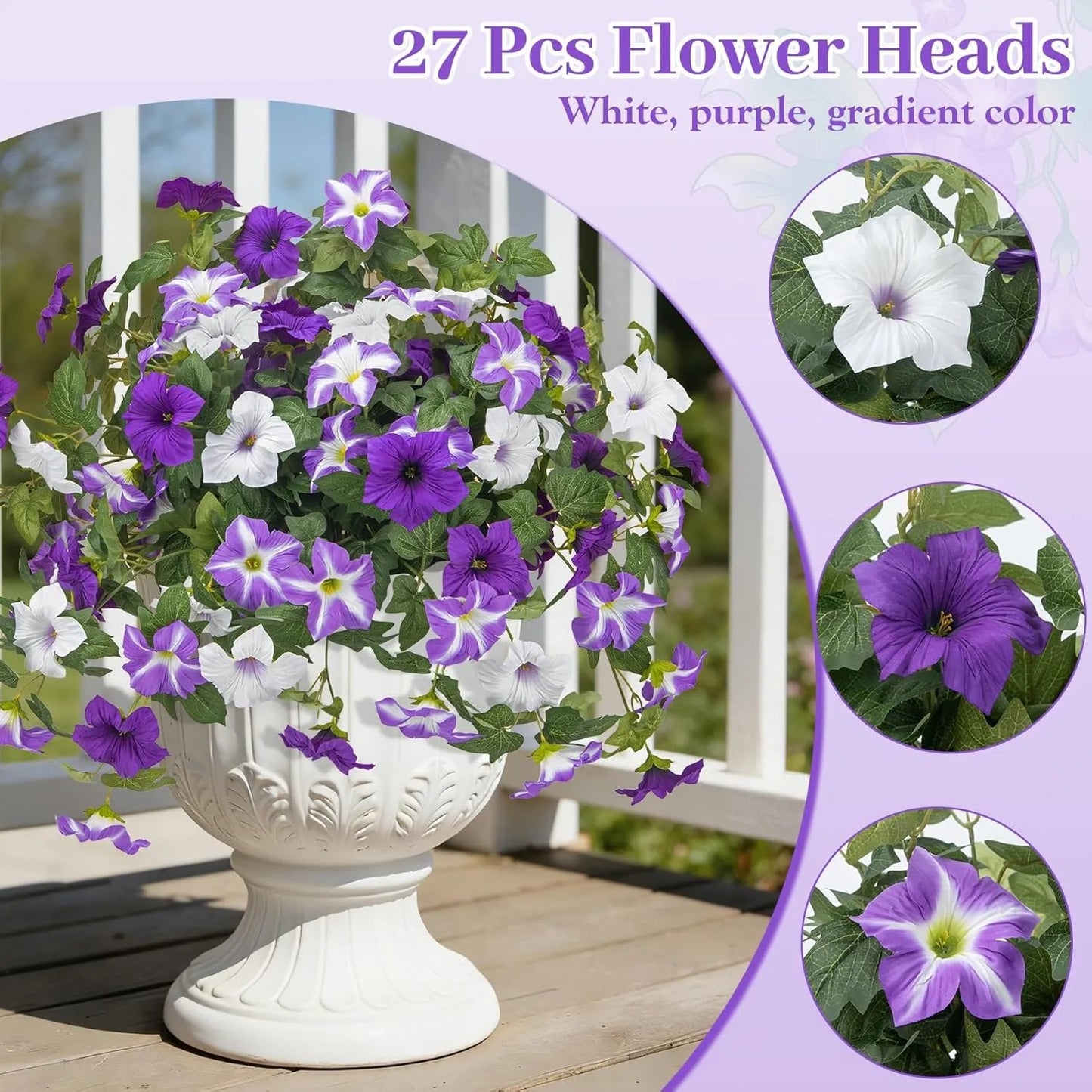 Spring Faux Petunias Silk Flower UV Resistant No Fade Floral