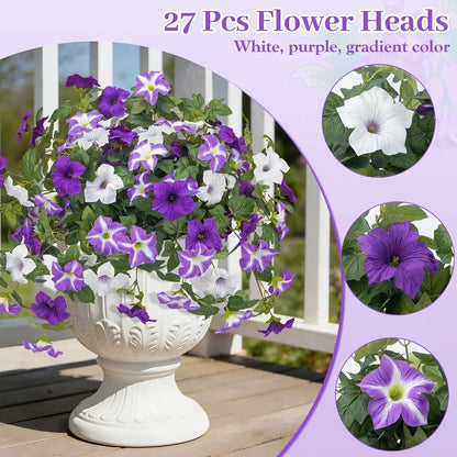 Spring Faux Petunias Silk Flower UV Resistant No Fade Floral