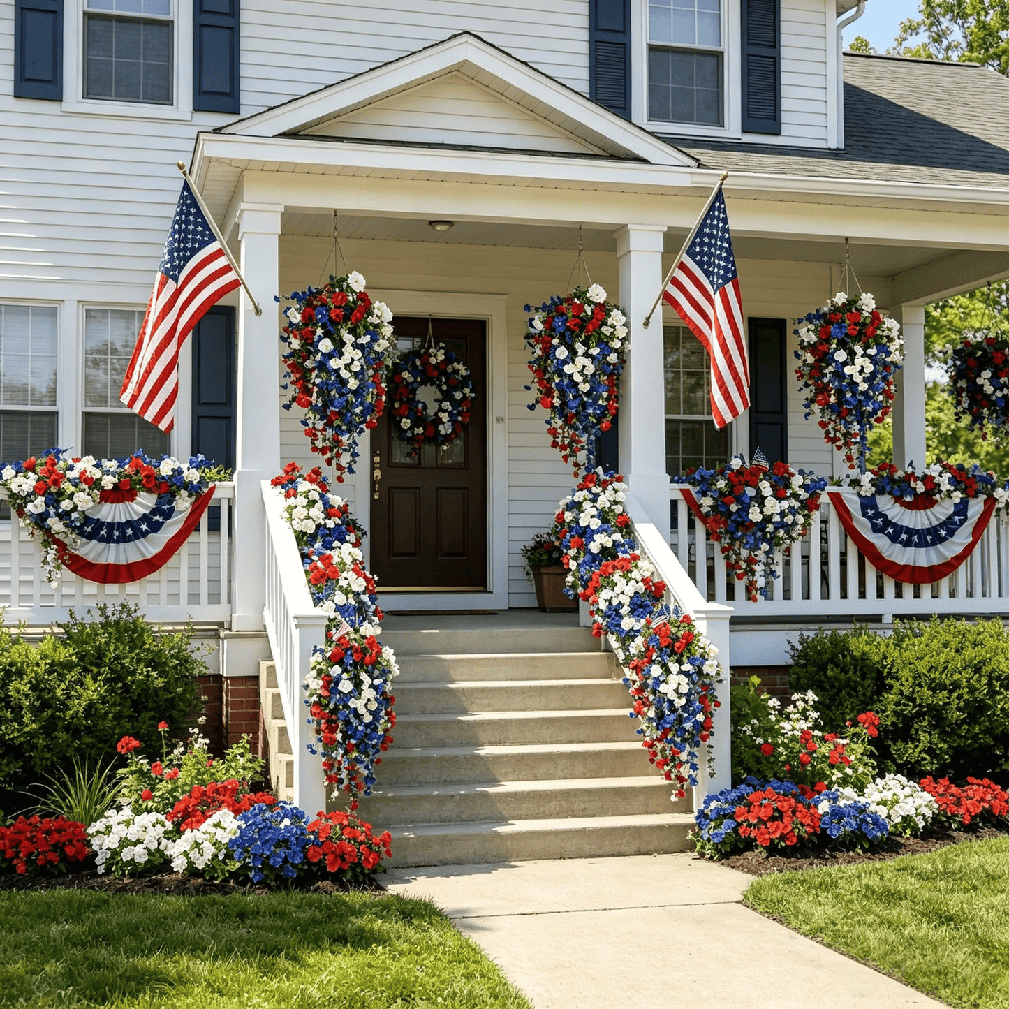 Porch Decor 4th Of July Decoration Tricolor Patriotic Artificial Flower