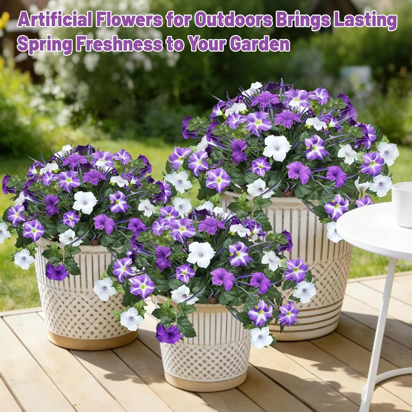 Spring Faux Petunias Silk Flower UV Resistant No Fade Floral