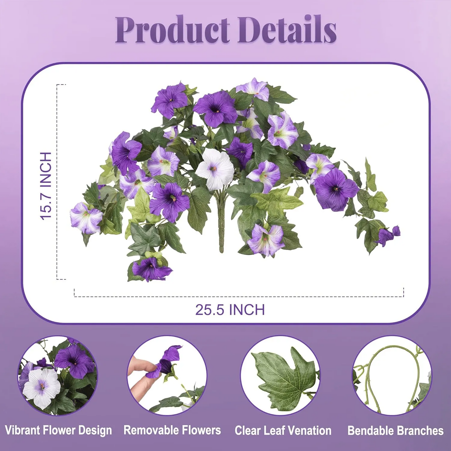 Spring Faux Petunias Silk Flower UV Resistant No Fade Floral