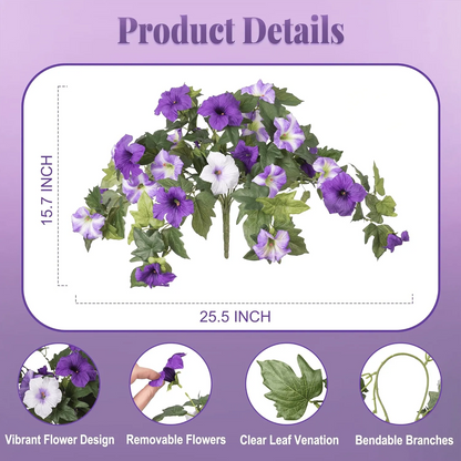 Spring Faux Petunias Silk Flower UV Resistant No Fade Floral