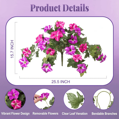 Spring Faux Petunias Silk Flower UV Resistant No Fade Floral