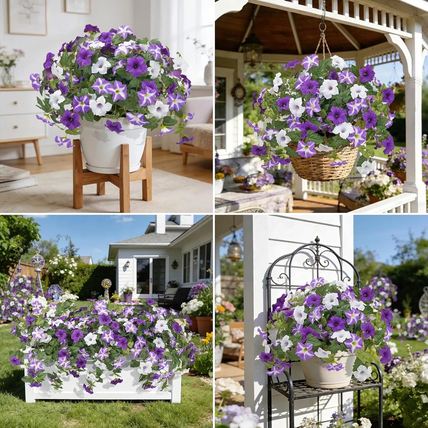 Spring Faux Petunias Silk Flower UV Resistant No Fade Floral
