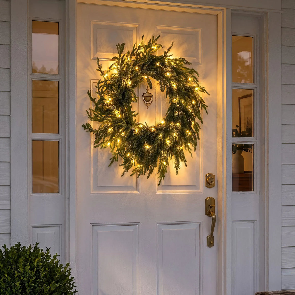 Artificial Christmas Wreath – Realistic Faux Pine & Mixed Needle Greenery, UV Resistant, Waterproof, Windproof