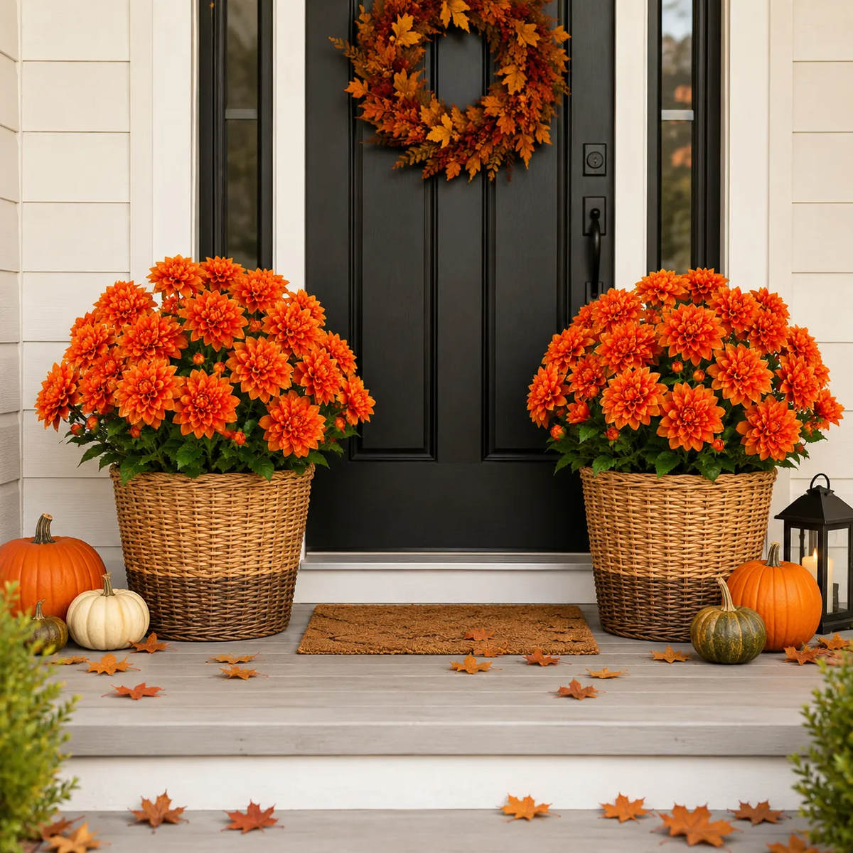🍂 Last Day 70% OFF — Vibrant Faux Dahlia Fall Porch Planter Filler