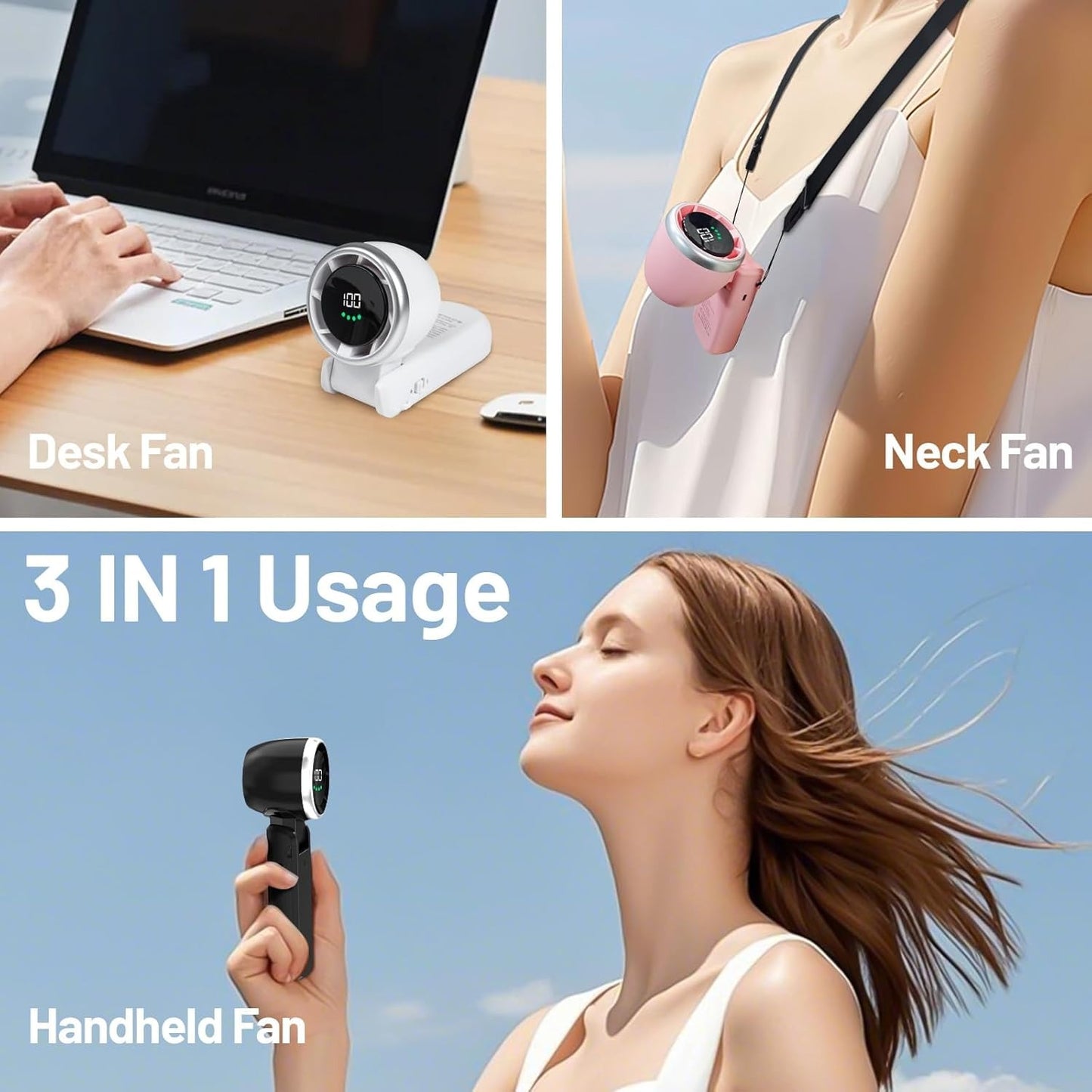 🔥SUMMER HOT SALE 60% OFF🔥Portable 3 In 1 Rechargeable TurboHandheld Fan