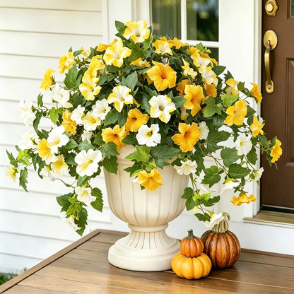 Spring Faux Petunias Silk Flower UV Resistant No Fade Floral