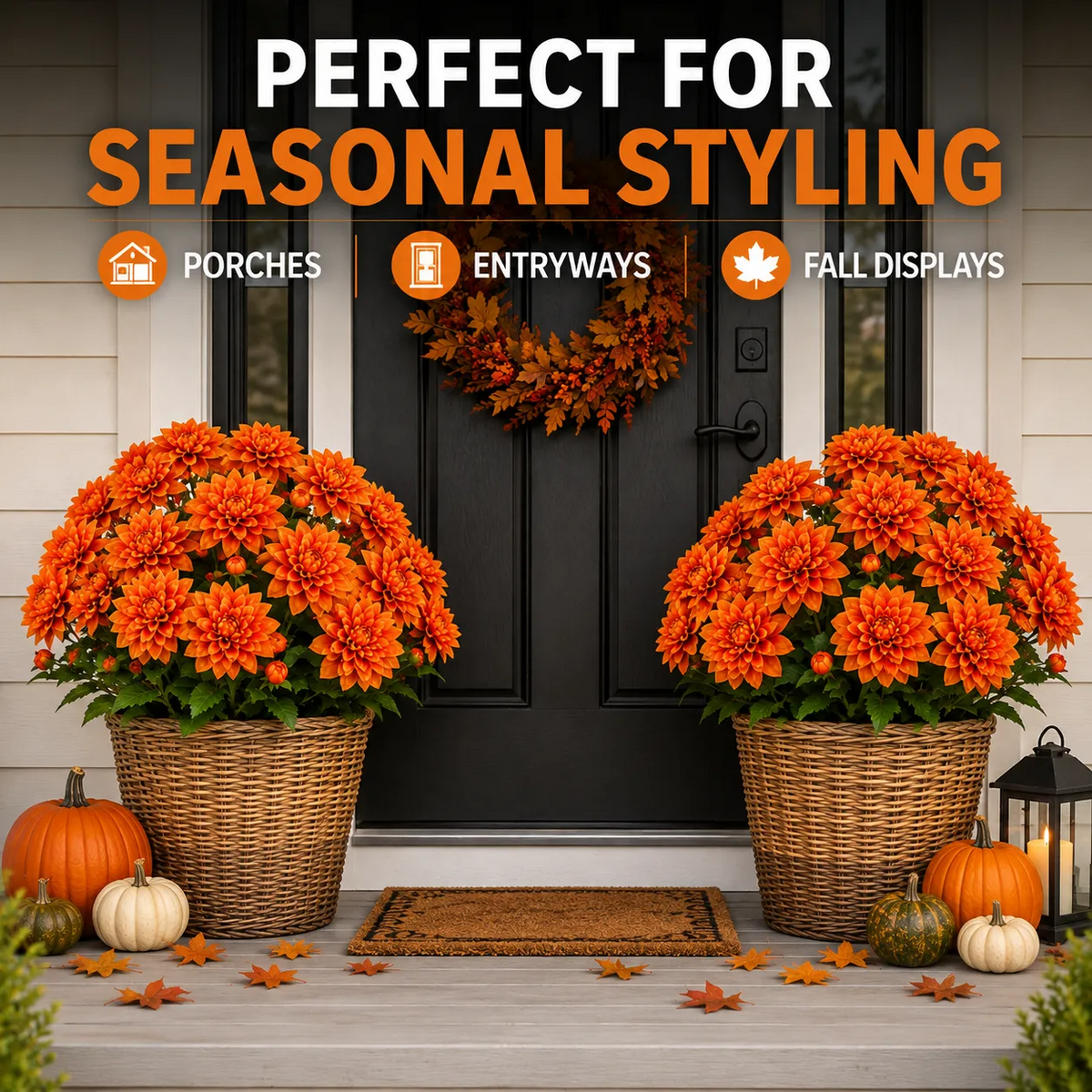 🍂 Last Day 70% OFF — Vibrant Faux Dahlia Fall Porch Planter Filler