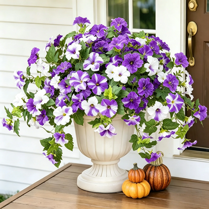 Spring Faux Petunias Silk Flower UV Resistant No Fade Floral