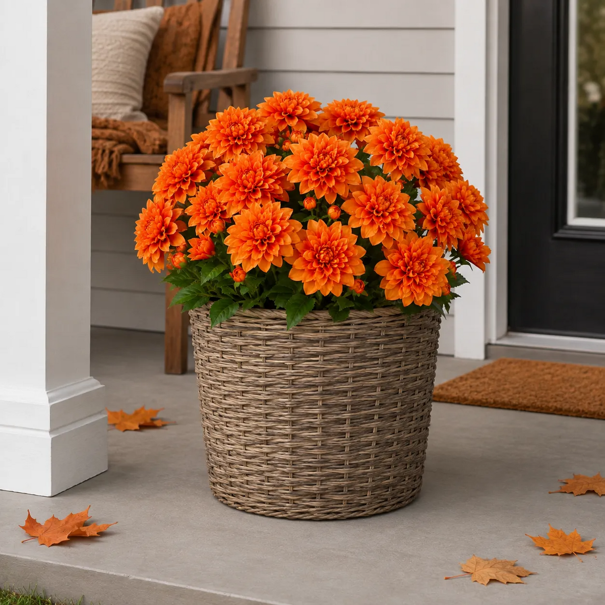 🍂 Last Day 70% OFF — Vibrant Faux Dahlia Fall Porch Planter Filler
