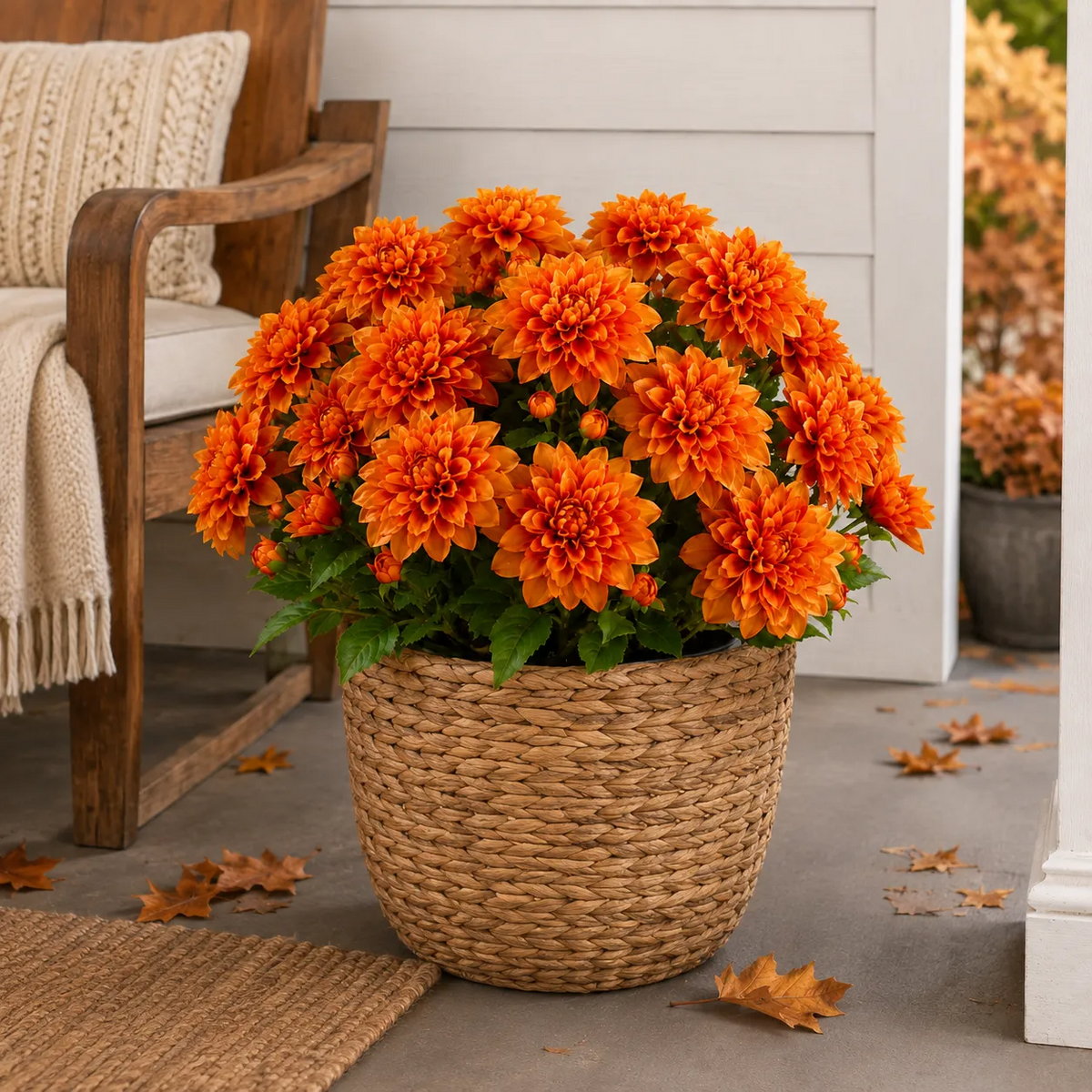 🍂 Last Day 70% OFF — Vibrant Faux Dahlia Fall Porch Planter Filler