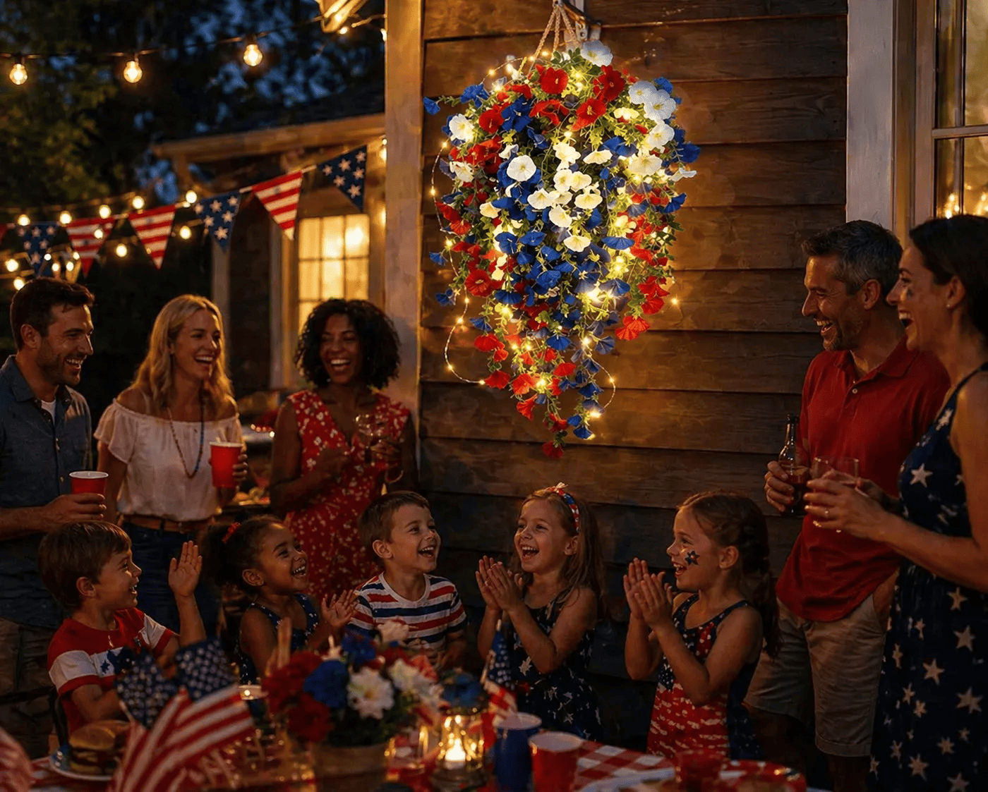 Porch Decor 4th Of July Decoration Tricolor Patriotic Artificial Flower
