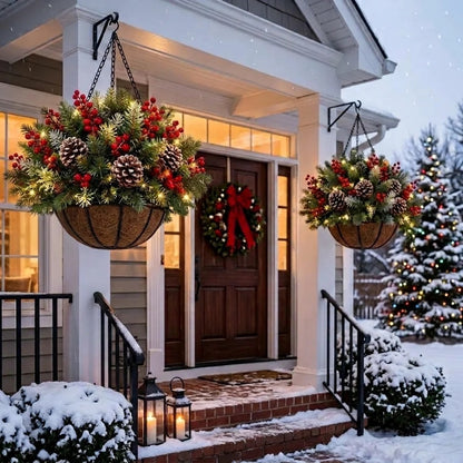 🎄 Last Day 50% OFF🏆Pre-Lit Christmas Hanging Basket |🎄 Pre-lit, weather-resistant, and zero maintenance
