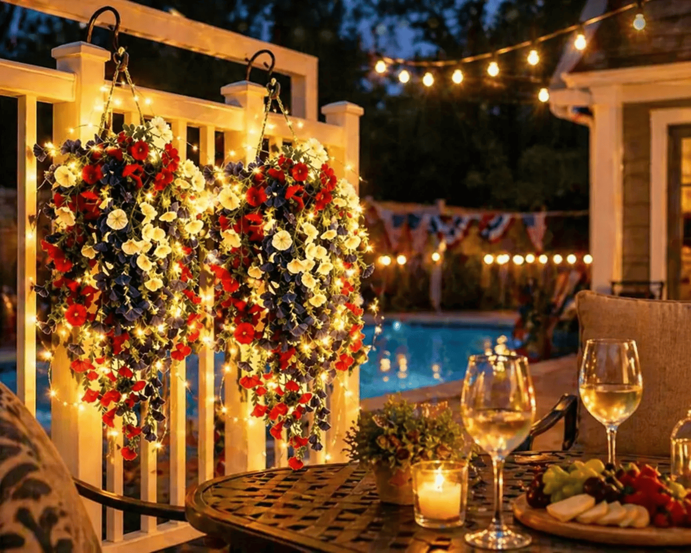 Porch Decor 4th Of July Decoration Tricolor Patriotic Artificial Flower