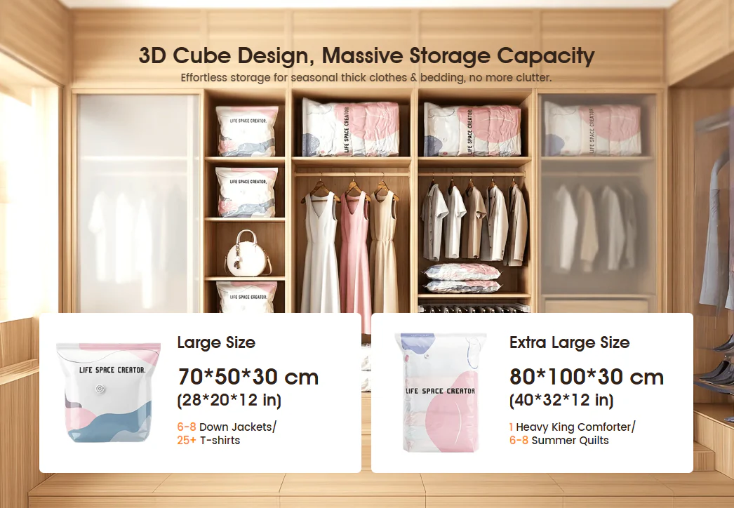 Thickened No-Pump Vacuum Storage Bags