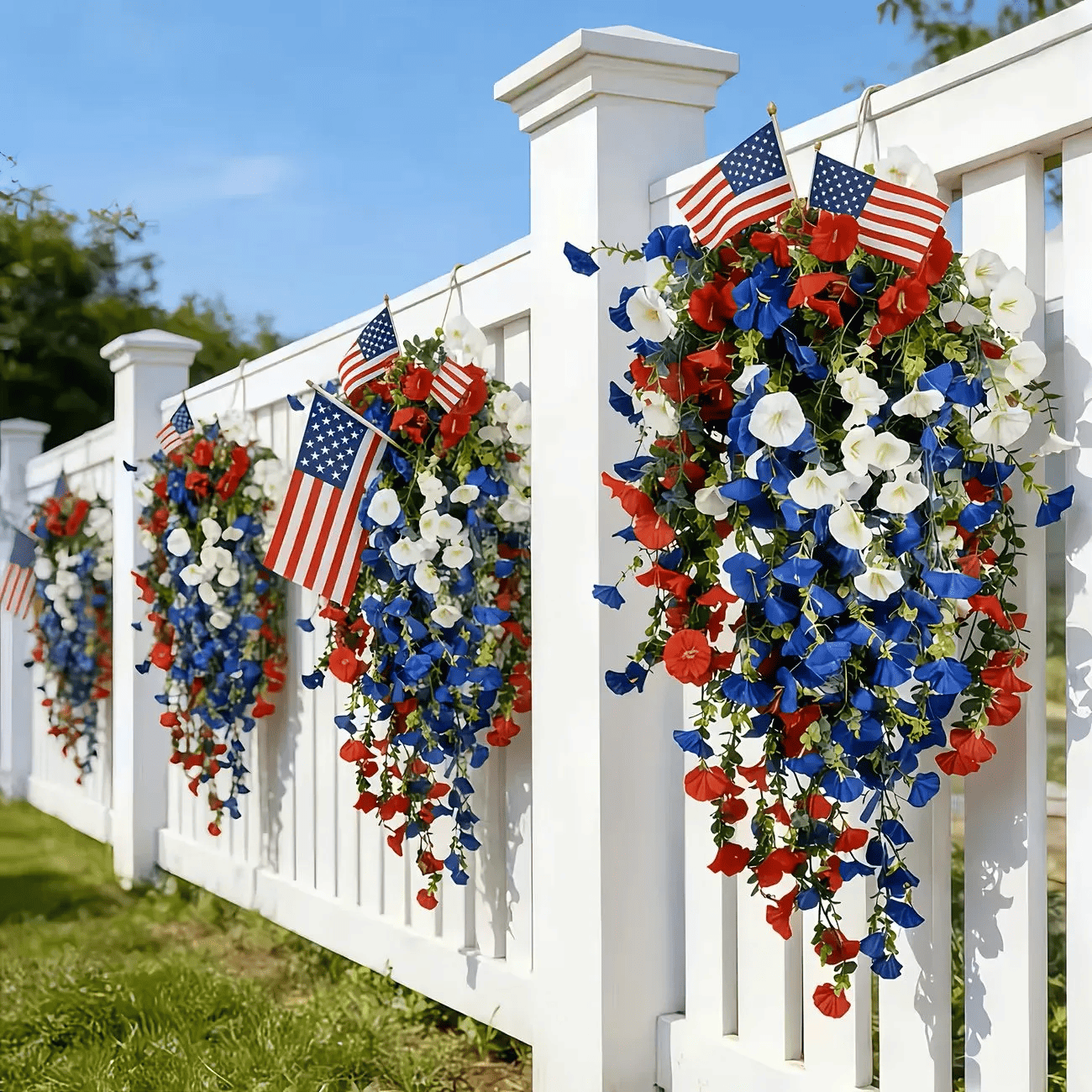 Porch Decor 4th Of July Decoration Tricolor Patriotic Artificial Flower