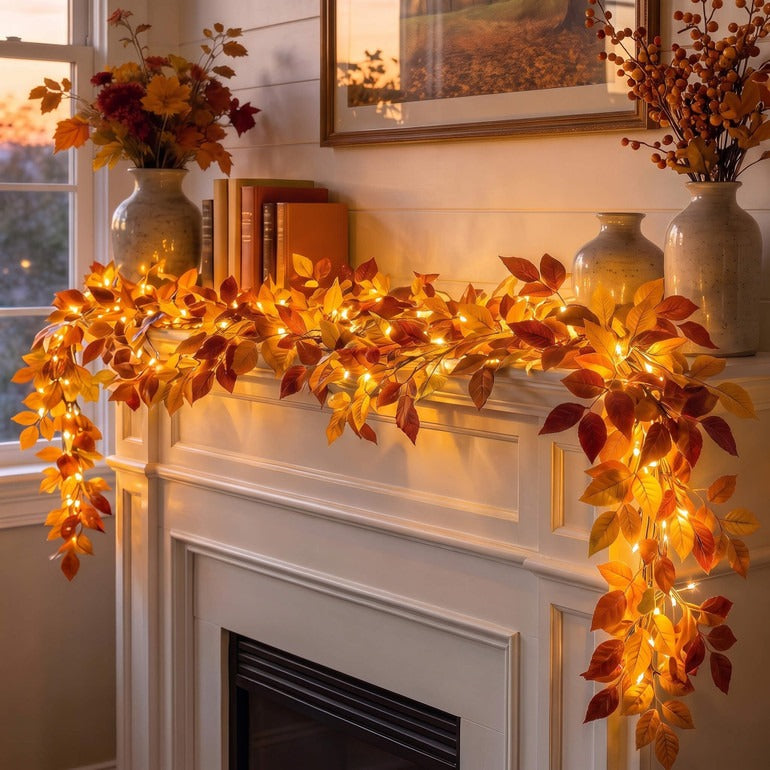 🏆5K+ people purchased it in the past week.💥 Harvest Harmony Garland 🍂6.6 ft WIth light